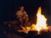 Jeremiah Looking Into the Flames After a Hard Day - Photo by Matthew 