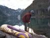Matthew de-flating his raft. 