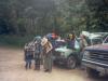 Putting the packs on at the trailhead. 