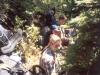 Everyone waiting while the rest of the kids come across the 'rock ledge.' 
