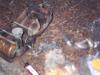 Mouse in the stove! These critters cleaned up after us during the night. 