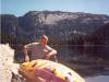 Deflating the rafts after crossing the lake. 