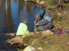 Charlie and Jeremiah filtering water. 