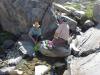 Matthew and David filtering water. 
