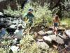 Taking a dip after a tough hike. 